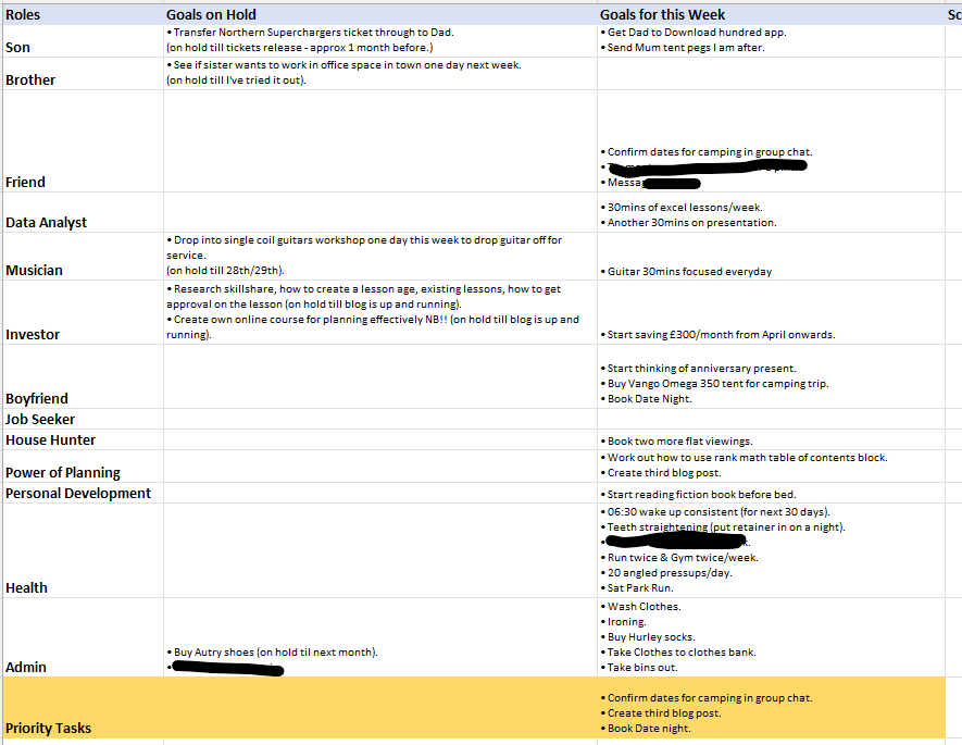 Original Excel Planner