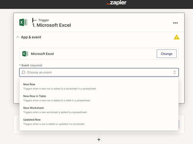 Zapier's trigger options for automation