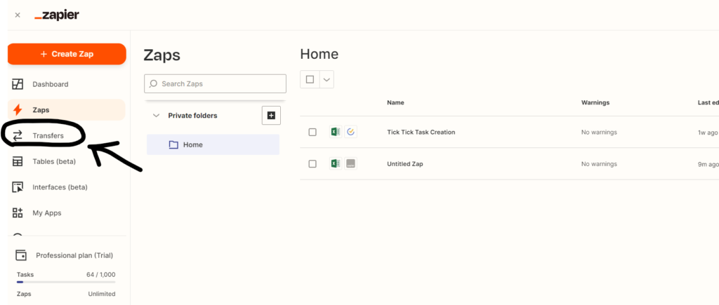 navigating Zapier's transfer feature for batch automation